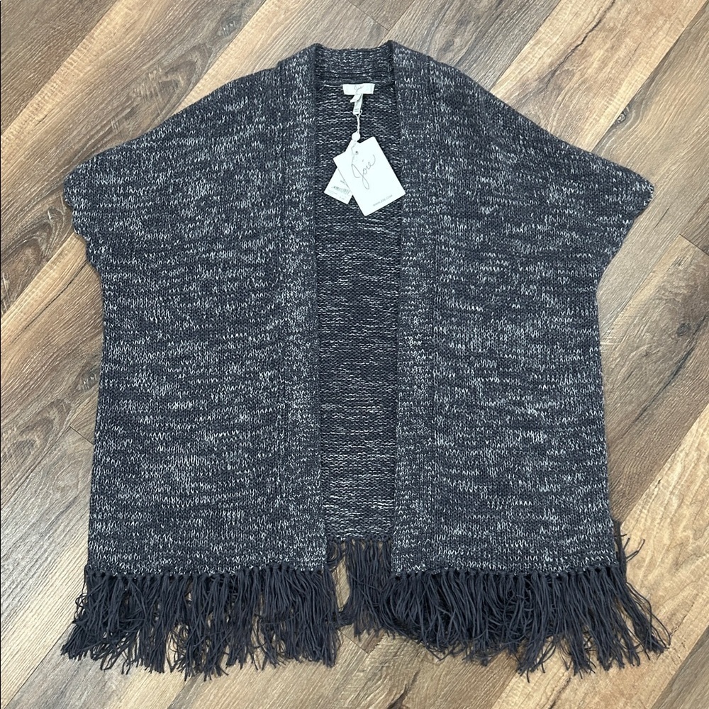 Joie Sona Fringe Cardigan Vest Style Sweater Stingray multi color gray size XS - Picture 3 of 11